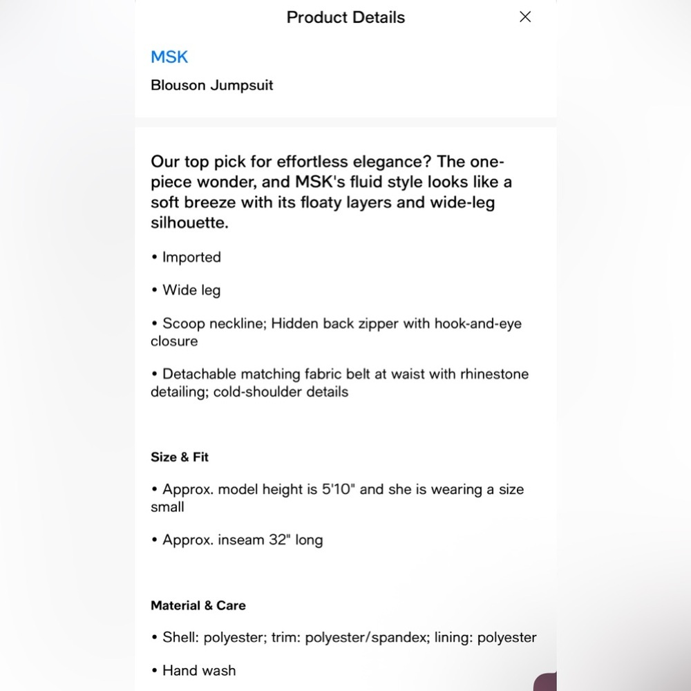 MSK Black Chiffon Overlay Jumpsuit Large NEW - Picture 11 of 16